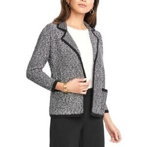 Ann Taylor Black and White Cardigan with Lapel Collar soft cotton blend Large